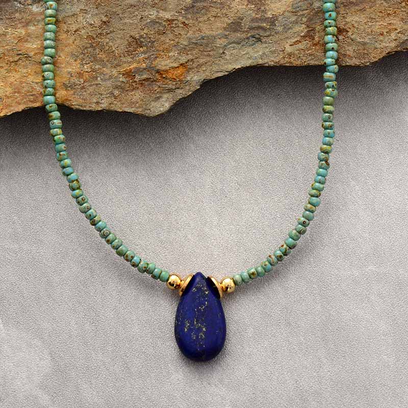 "Heart connection" Kette aus afrikanischem Türkis, Amazonit oder Lapislazuli